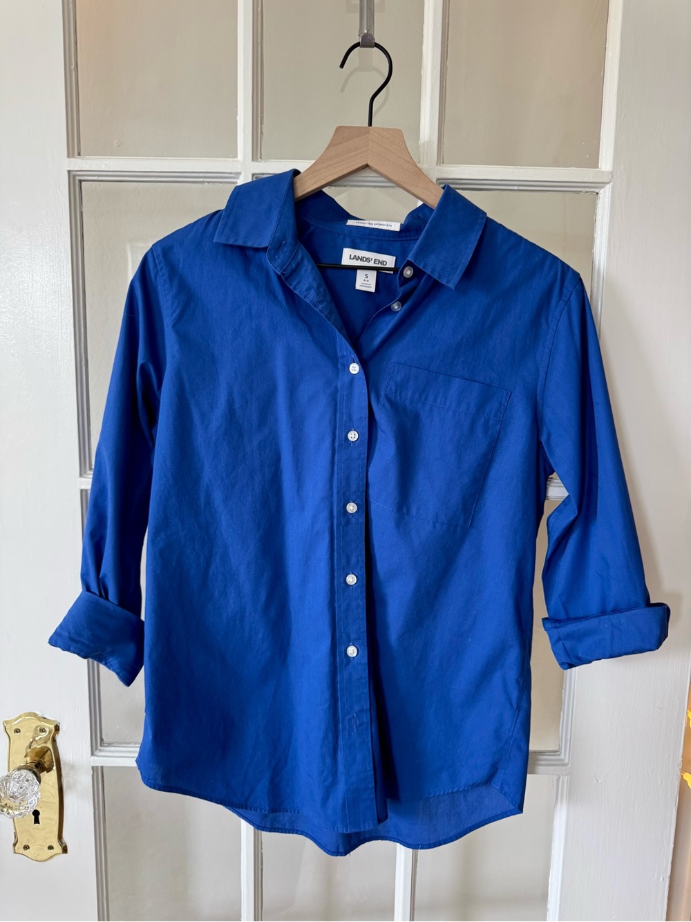 Lands' End Bright Blue Collared Button-Down Shirt - Picture 6 of 6